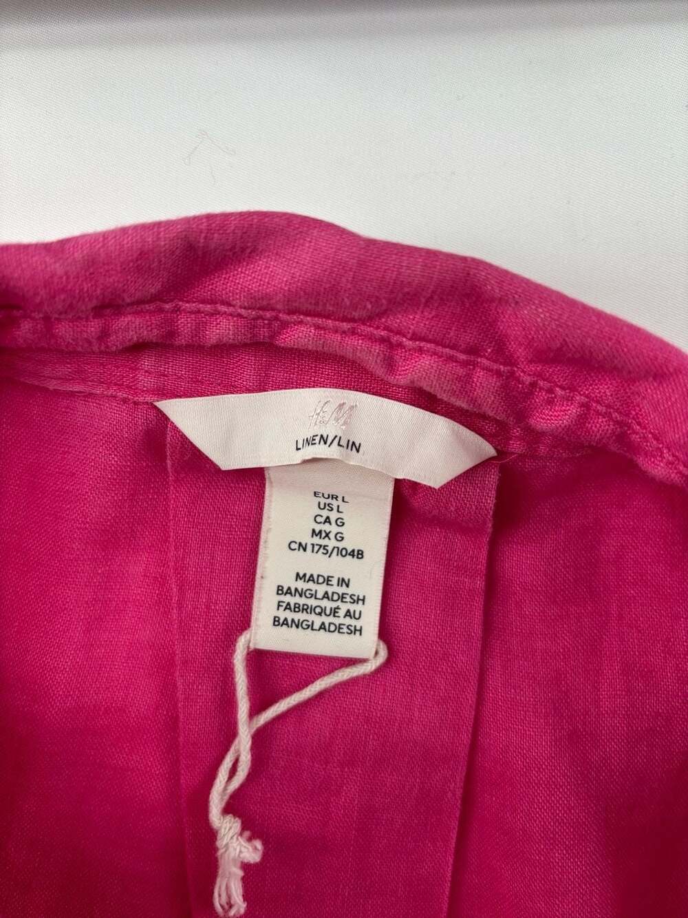 H&M Women's Hot Pink Linen Blend Button Down Shirt - Picture 6 of 8